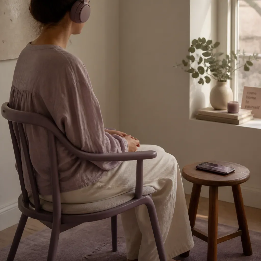 Person listening quietly in the same morning chair