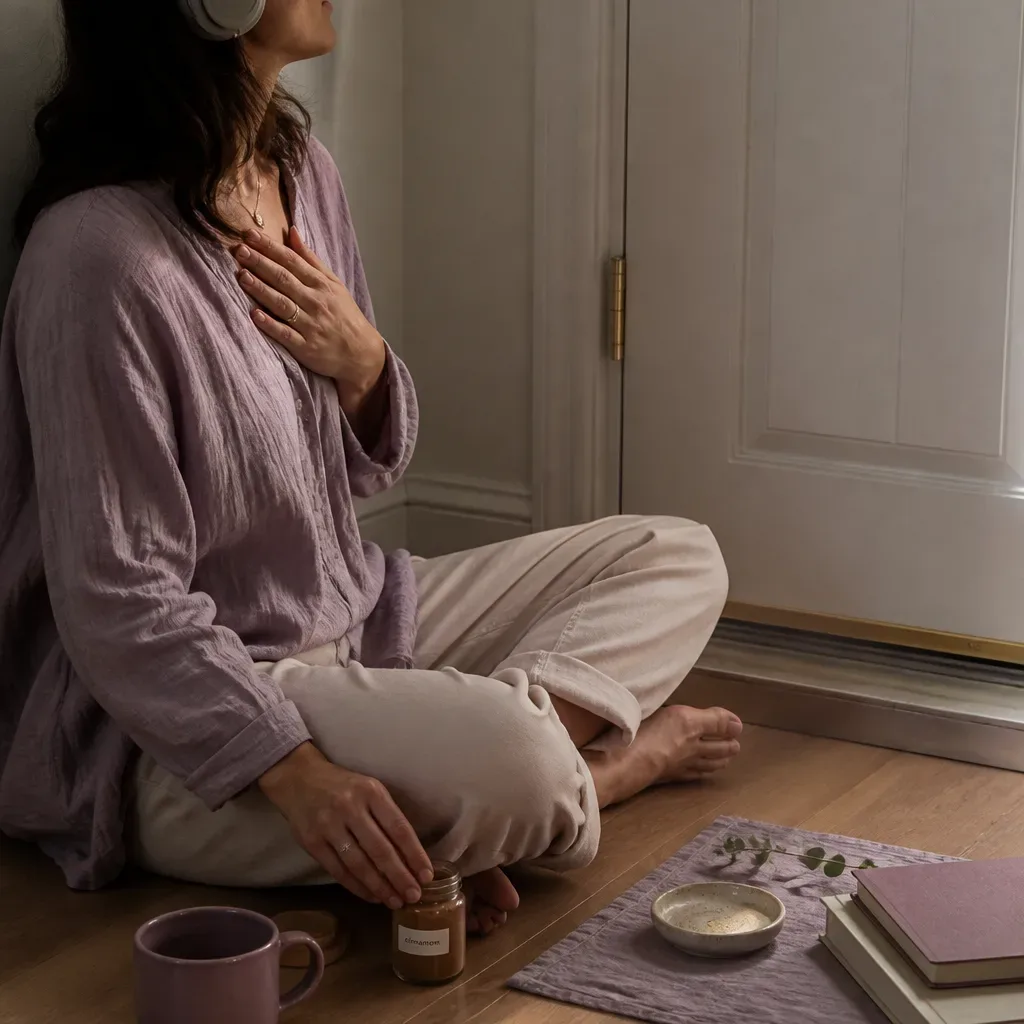 Người ngồi lắng nghe bên cửa trước nghi thức quế