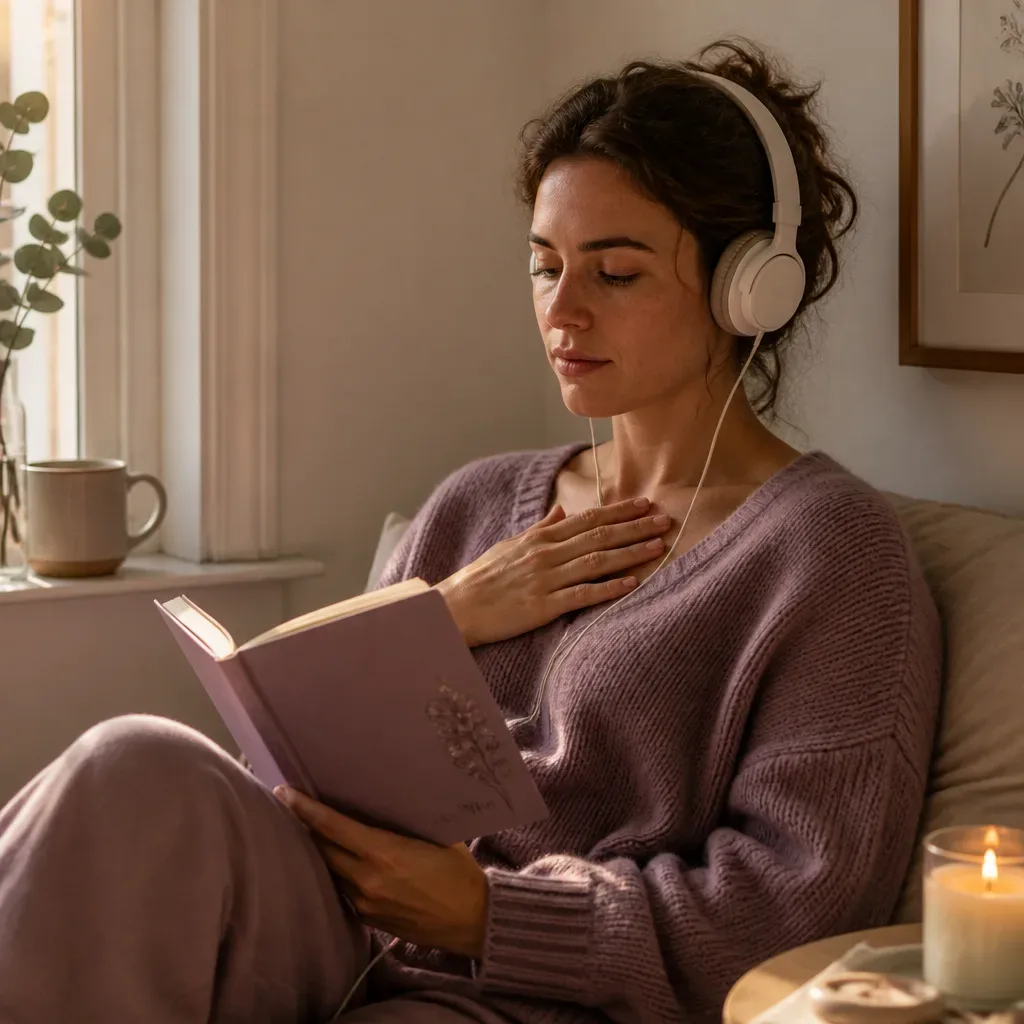 Person listening quietly by a window