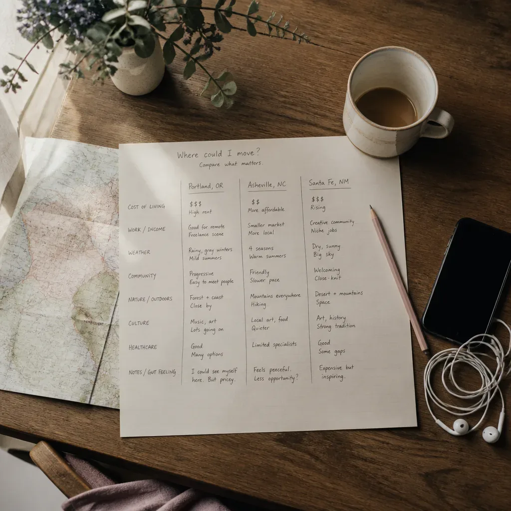 Notebook comparing three possible cities