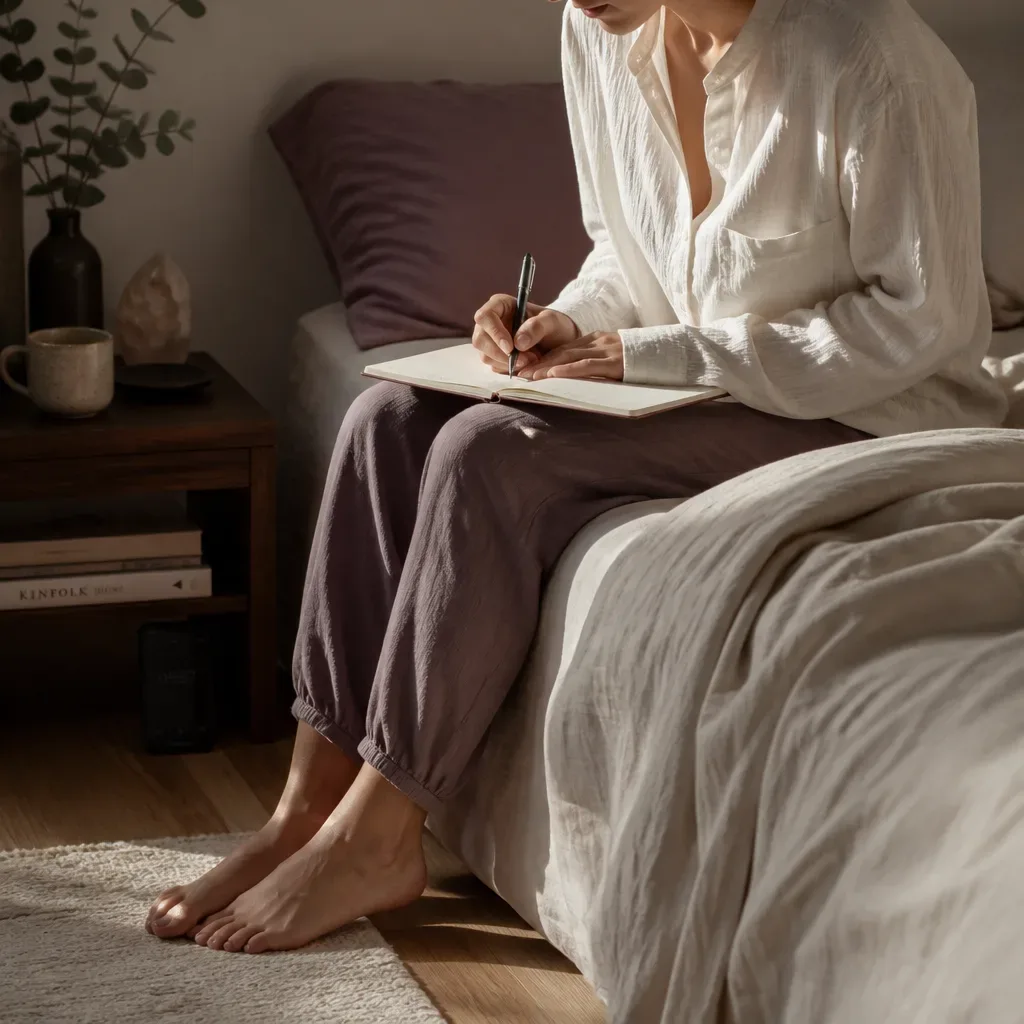 Person writing after waking from short nap