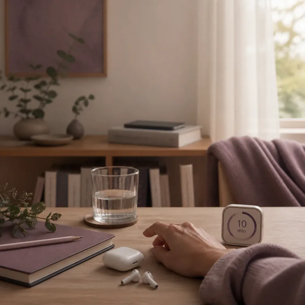 Auricolari e telefono separati durante una pausa