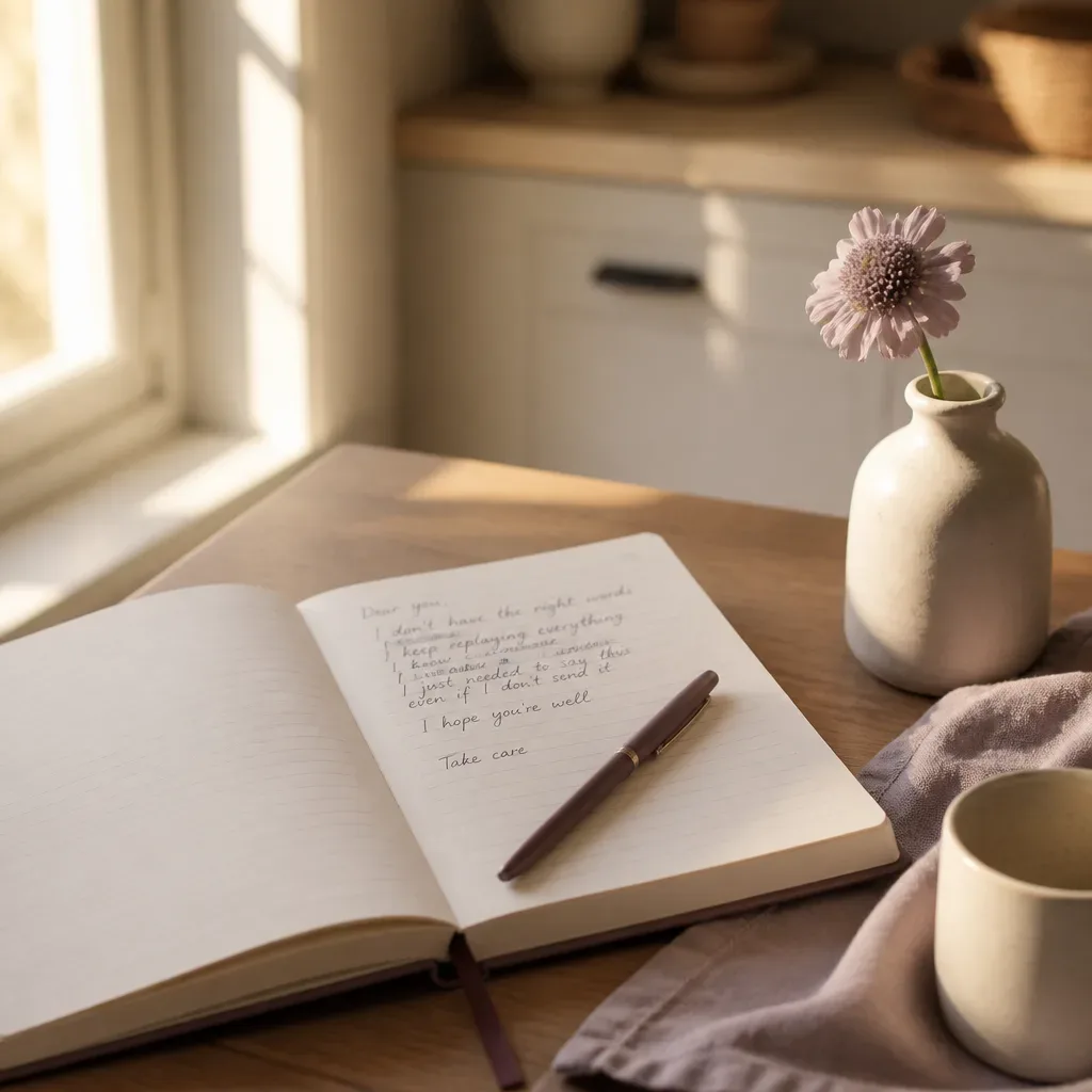 Lettera non inviata appoggiata in un quaderno tranquillo
