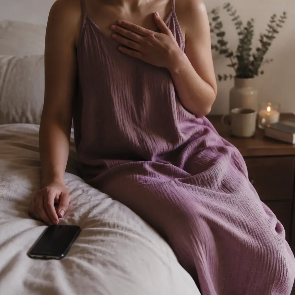 Person listening with one hand on chest