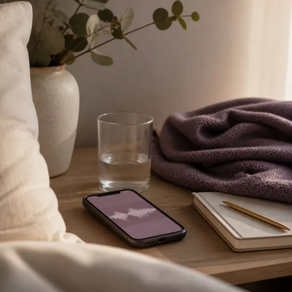 Telefon hanganyagot játszik egy csendes reggeli ágy mellett