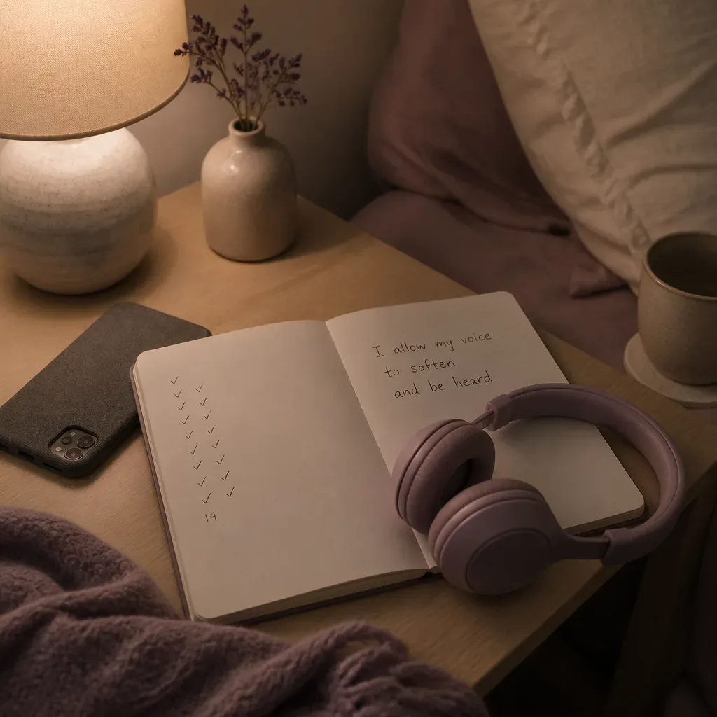 Notebook tracking fourteen days of listening