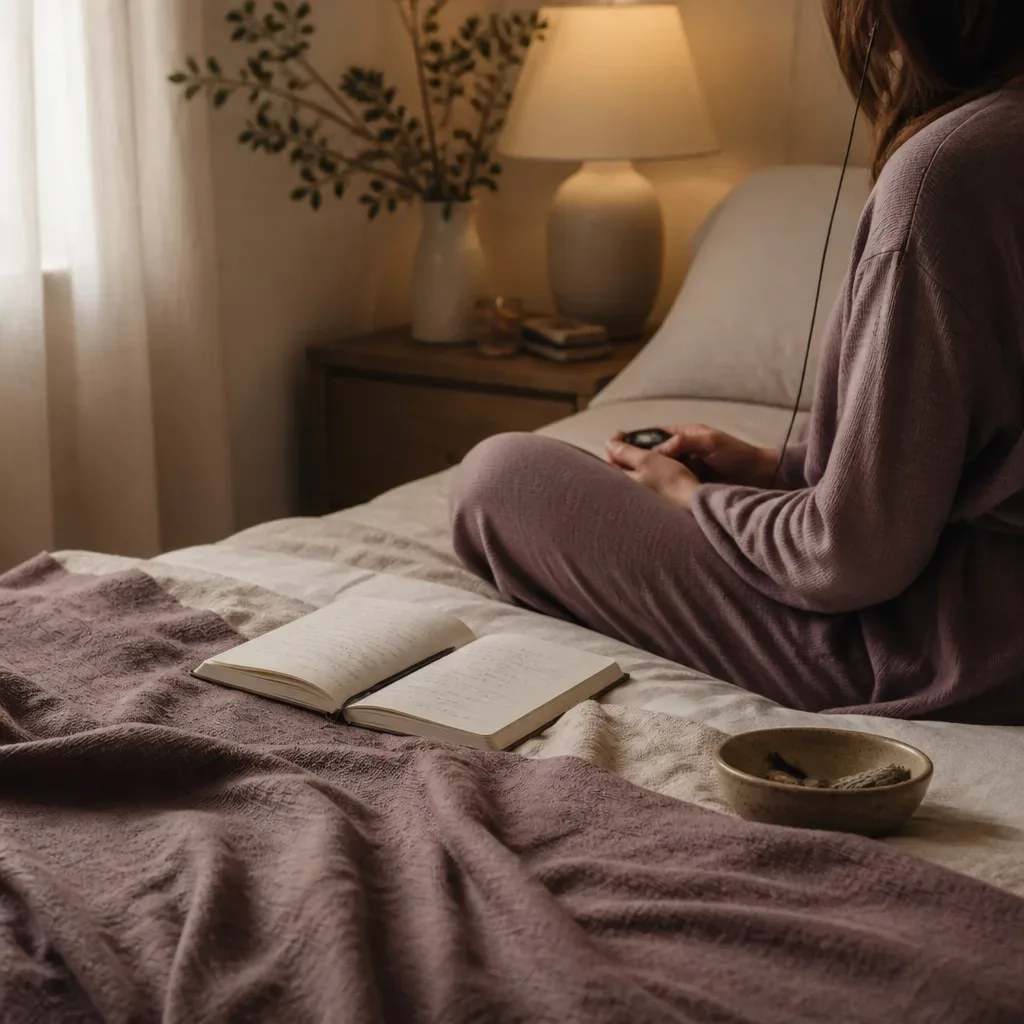 Person journaling softly after listening at night