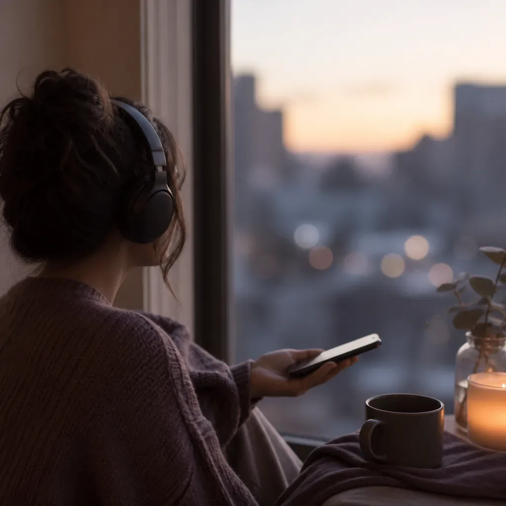 Một người đang nghe lời nhắn thoại hiển hiện